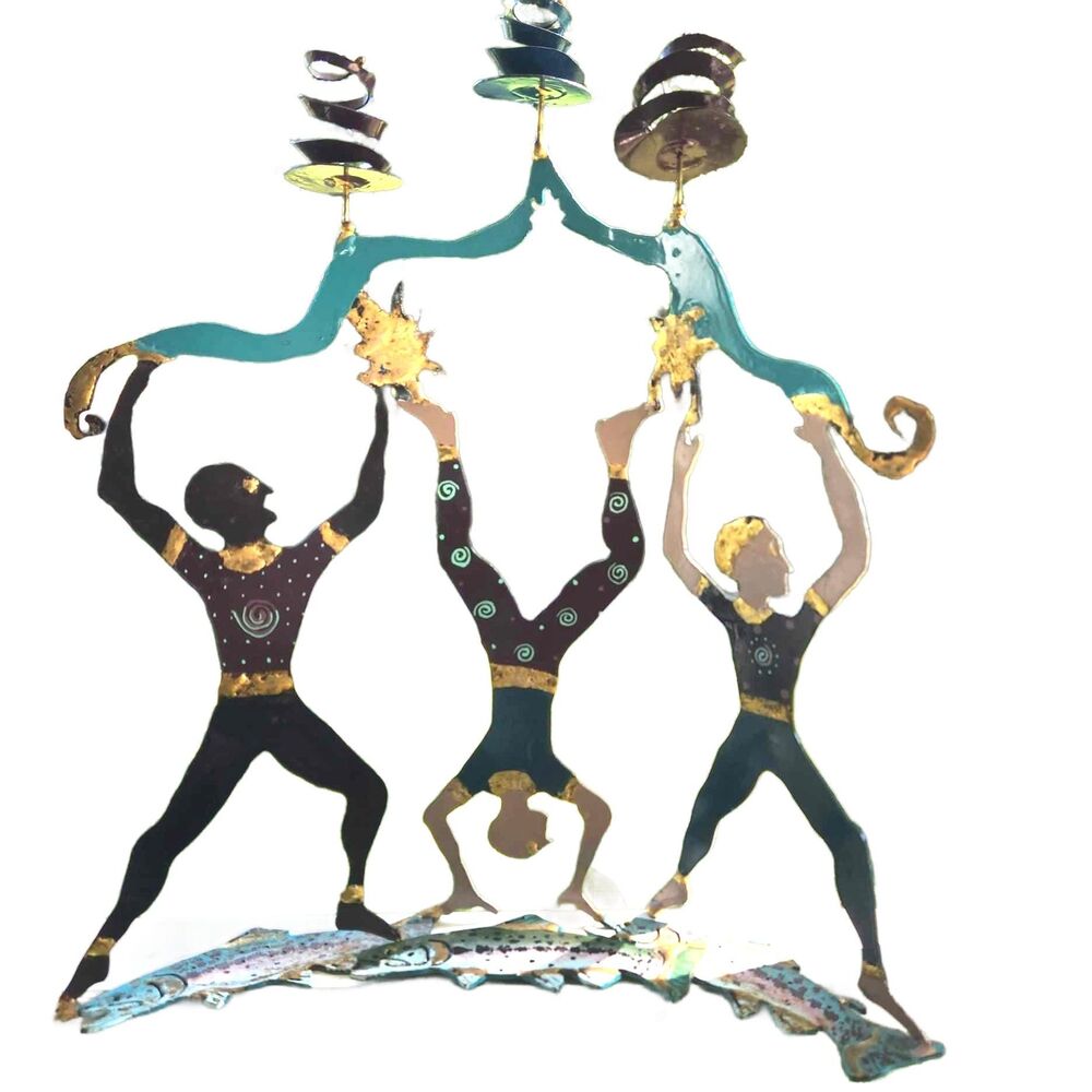 Circus Acrobats Metal Sculpture - candle holder | Whimsy Rainbow Trout!?